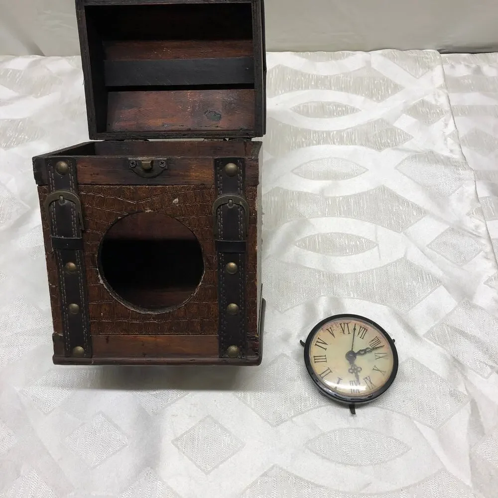 Vintage Style Wooden Clock Box